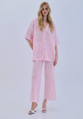 COMBOS 0009 CARDIGAN POLO V HEARTS PINK