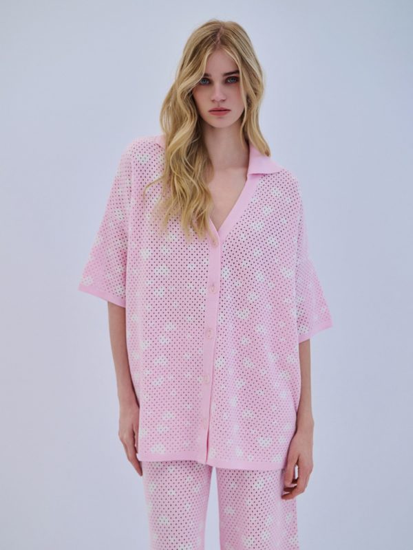 COMBOS 0009 CARDIGAN POLO V HEARTS PINK