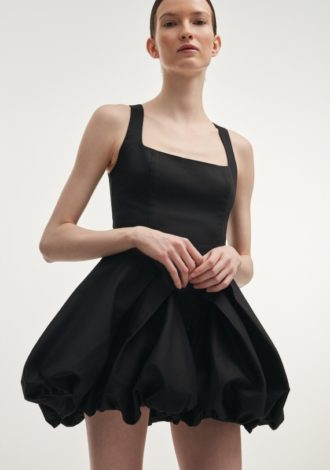 HIBISCUS BUBBLE MINI DRESS BLACK