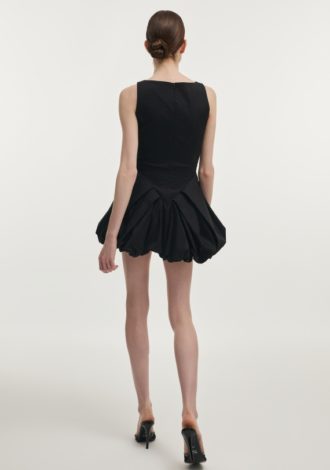 HIBISCUS BUBBLE MINI DRESS BLACK