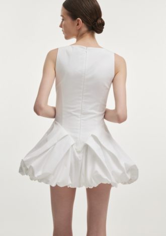 HIBISCUS BUBBLE MINI DRESS WHITE
