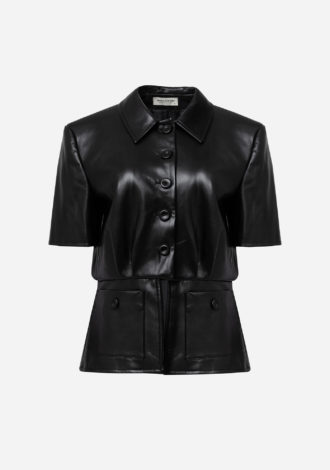 BLACK FAUX LEATHER TOP