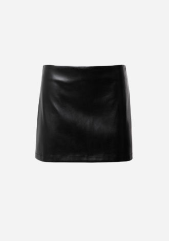 BLACK FAUX LEATHER SKIRT