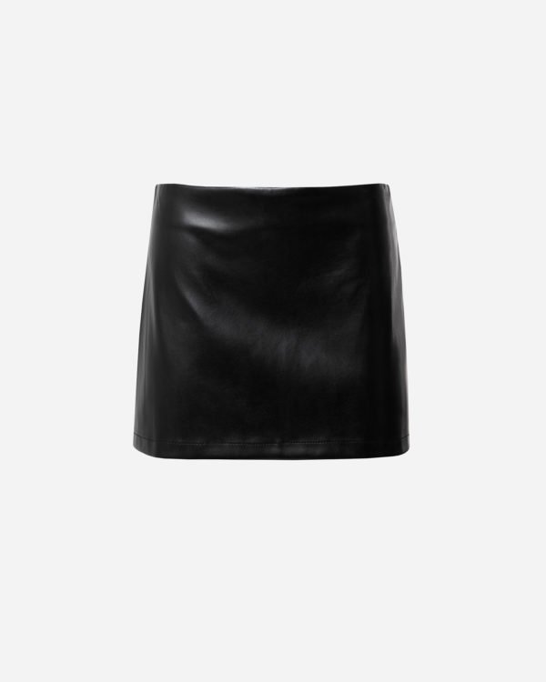 BLACK FAUX LEATHER SKIRT