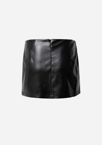BLACK FAUX LEATHER SKIRT