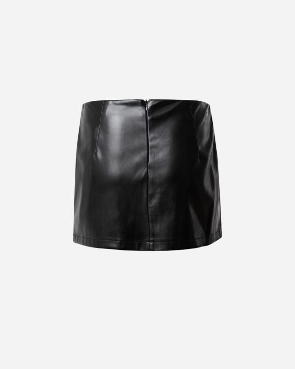 BLACK FAUX LEATHER SKIRT - Image 2