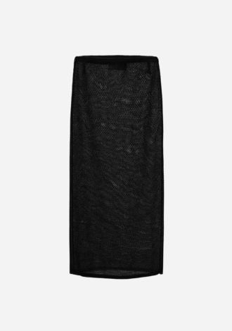 BLACK KNIT MIDI SKIRT