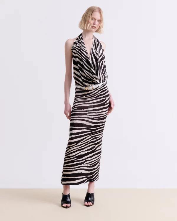 ZEBRA PRINT COWL NECK