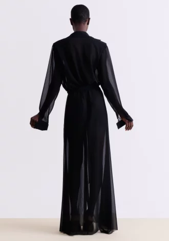 BLACK SILK SHEER MAXI DRESS
