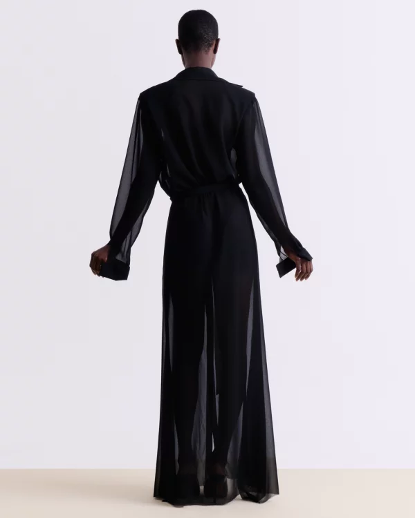 BLACK SILK SHEER MAXI DRESS - Image 2