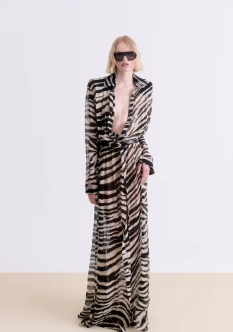ZEBRA PRINT CHEMISIER MAXI DRESS