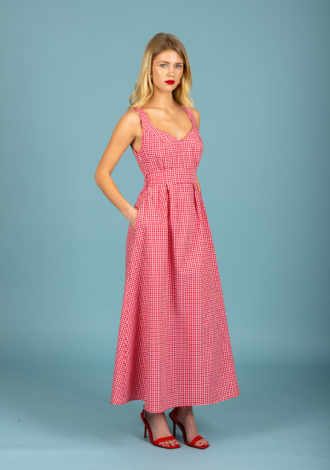 AELIA POPLIN DRESS RED