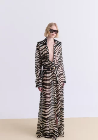 ZEBRA PRINT CHEMISIER MAXI DRESS