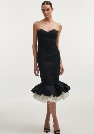 HIBISCUS COCTAIL DRESS BLACK/WHITE