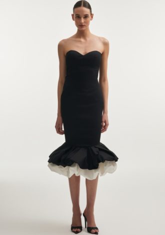HIBISCUS COCTAIL DRESS BLACK/WHITE