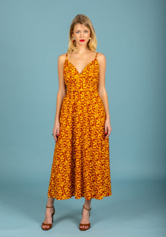 JAVIER POPLIN DRESS (BROWN)