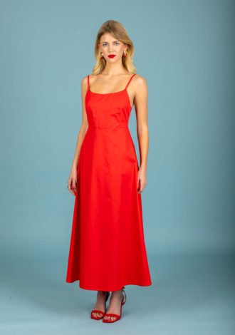 HUGO POPLIN DRESS (CORAL)