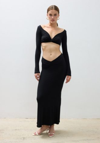 COMBOS 0128 SKIRT MAXI GATHER BLACK