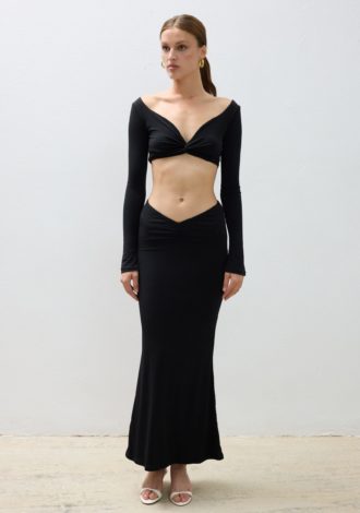 COMBOS 0128 SKIRT MAXI GATHER BLACK