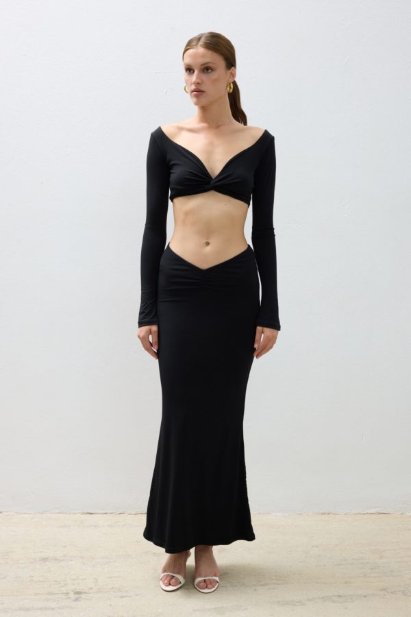 COMBOS 0128 SKIRT MAXI GATHER BLACK