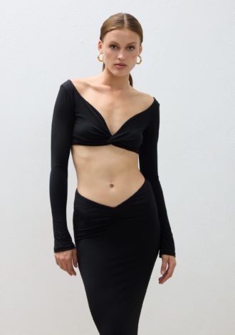 COMBOS 0127 CROP TOP LONG SLEEVE BLACK