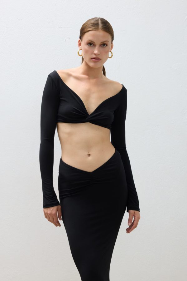 COMBOS 0127 CROP TOP LONG SLEEVE BLACK