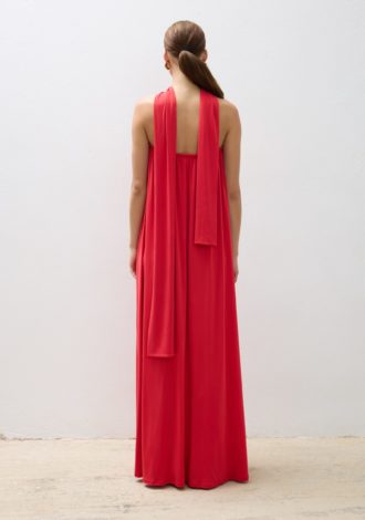 COMBOS 0132 DRESS MAXI STRAPLESS SCARF RED