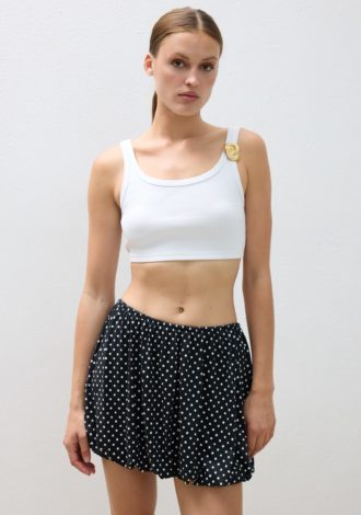 COMBOS 0136 CROP TOP GOLD PIN WHITE