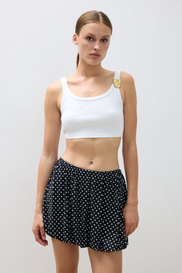 COMBOS 0136 CROP TOP GOLD PIN WHITE