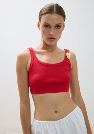 COMBOS 0136 CROP TOP GOLD PIN RED
